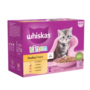 WHISKAS® Kitten 2-12 Months Poultry Feasts in Jelly Wet Kitten Food Pouches 85g
